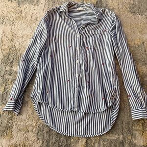 Beachlunchlounge Navy and White Striped Shirt